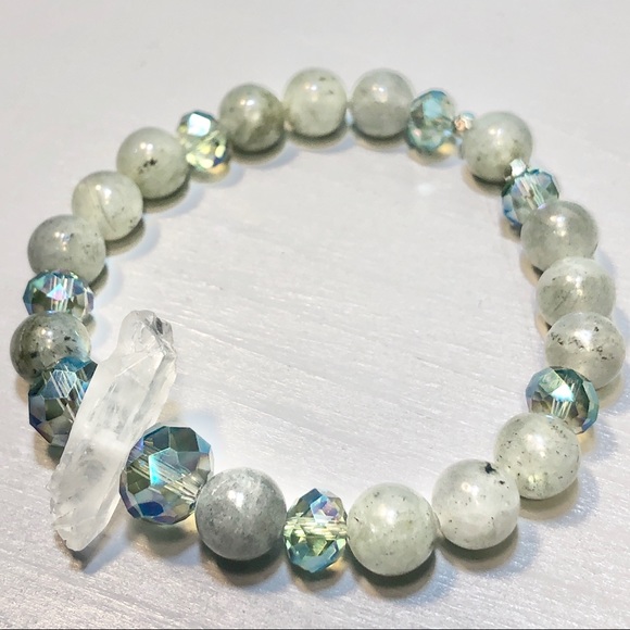 Labradorite, Mermaid Swarovski, & Quartz Bracelet - Picture 2 of 2
